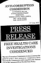 MDG : Sierra Leone Free Health Care Investigations by Anti corruption Commission