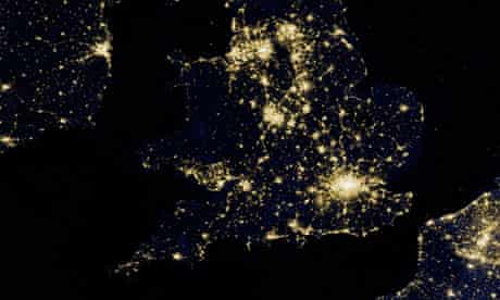 Leo blog on Energy Bill : southern half of Great Britain as it appeared on the night 