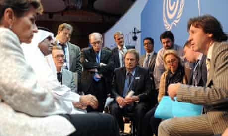 COP18 Doha :  President Abdullah bin Hamad Al-Attiyah with Russia, Ukraine and Belarus delegates