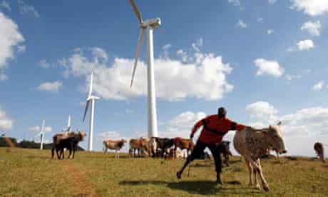 MDG : Green policy: Wind turbines at Ngong hills Kenya Electricity Generating Company station 