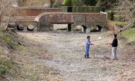 River dried up due to drought in Lavant, West Sussex