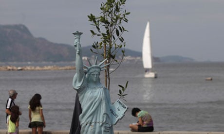 Statue of Liberty is seen during the People's Summit at Rio+20 