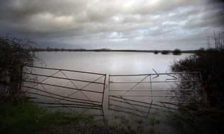  fields covered in flood waters  on the Somerset Levels