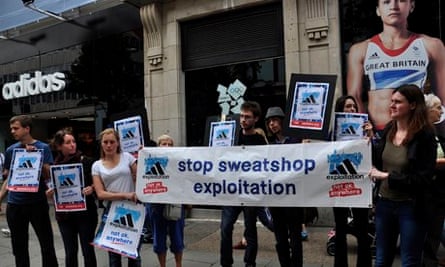 MDG : War On Want protest against sweetshop exploitation in front of Adidas' flagship store