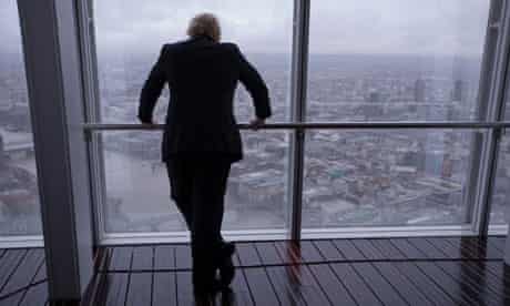 London mayor Boris Johnson looking at London skyline