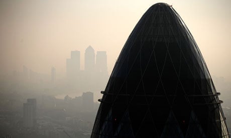 Air pollution in London :  London Skyline with tip of the Gherkin 