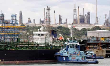 Fossil fuels import : Oil tanker at Marine Terminal, Fawley Refinery in Southampton
