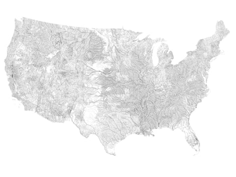 Detailled map of all US rivers part of the GitHub project