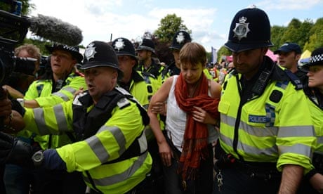Green Party MP Caroline Lucas arrested during anti-fracking rally in Balcombe