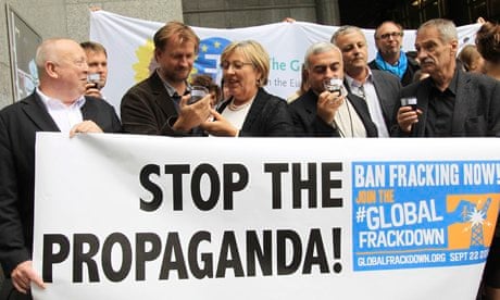 Campaign against shale gas and fracking at European Union in Brussels, Belgium