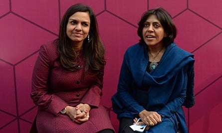 MDG : Rights campaigner Sangita Jindal, left, with artist Leena Kejriwal discuss women's rights