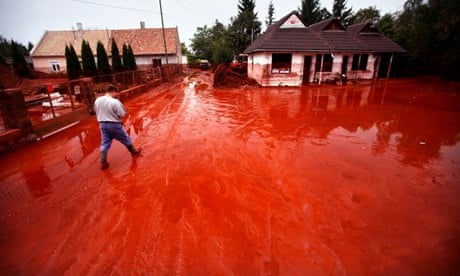 Toxic red mud flood of an alumina factory near Ajka, Hungary