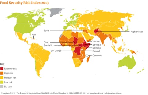 World map - food security risk