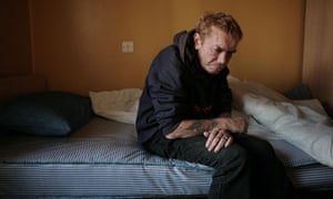 Joe Milligan in his room at Thames Reach’s Graham House hostel