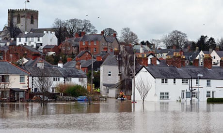 The city of St Asaph in north Wales is surrounded by flood waters