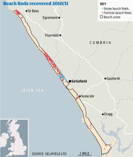 Sellafield beach contamination map 