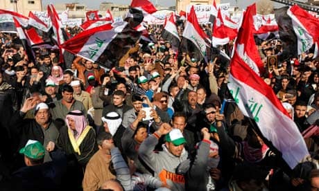 Sunni Muslims protest against the Shia prime minister, Nouri al-Maliki, in Baghdad