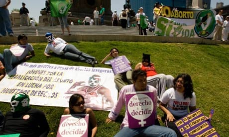 Pro and anti-abortion activists take part in a protest in Mexico City