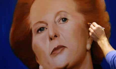 Artist Lambert paints Britain's former Prime Minister Thatcher at his studio in Brighton