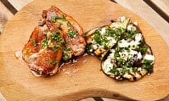 Angela Hartnett's Lamb chops, grilled aubergine and feta cheese