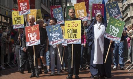 A group of activists march for gay marriage at Birmingham Gay Pridein the UK