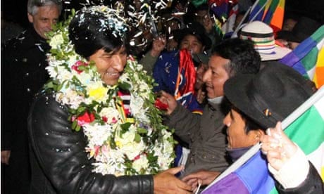 Bolivian President Evo Morales arrives at El Alto airport in La Paz