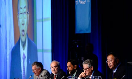 United Nations secretary general Ban Ki-moon addresses the IPCC