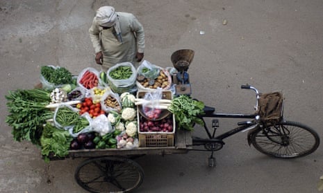 A vegetable vendor in India