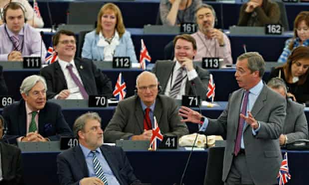 UKIP leader Farage addresses the European Parliament during a debate in Strasbourg