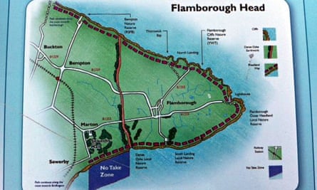 A map of Flamborough Head’s ‘no take zone’, shown in blue