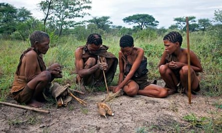 Bushman Hunters in Kalahari dersert
