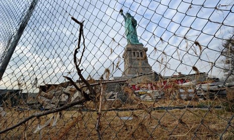 US' landmark sites at risk from climate change : The Statue of Liberty damaged by Hurricane Sandy