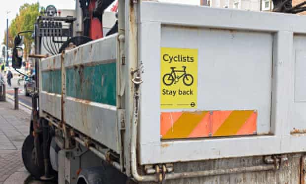 Bike Blog : Sign on a large lorry warning cyclists to stay back, UK
