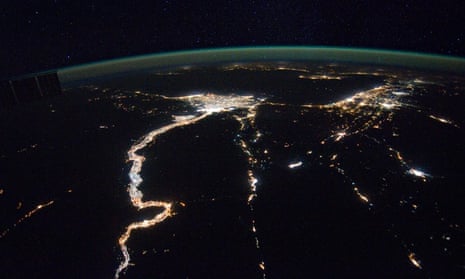 Geoengineering : satellite view of Mediterranean Sea and Nile bassin at night