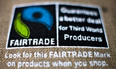 MDG : The Fairtrade logo on a hessian shopping bag, UK