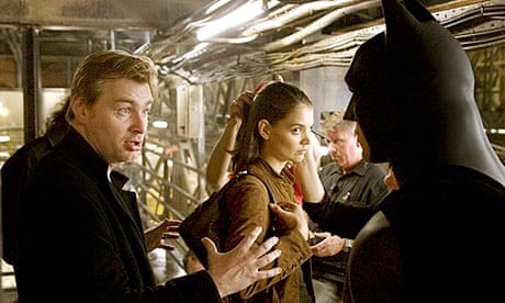 Christopher Nolan on the set of Batman Begins