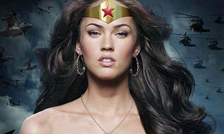 Detail from a hoax poster of Megan Fox as Wonder Woman
