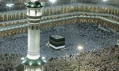 Muslims circle the Kaaba inside the Grand Mosque in Mecca