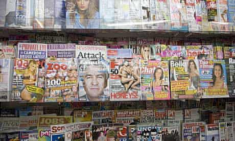 Magazines on display at a newsagents