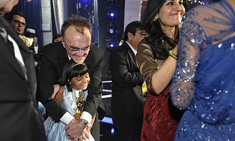 Danny Boyle with Rubina Ali, one of the child stars of Slumdog Millionaire, with the best film Oscar