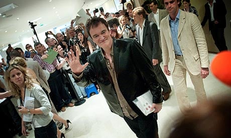 Quentin Tarantino after the press conference for Inglourious Basterds at 2009 Cannes film festival