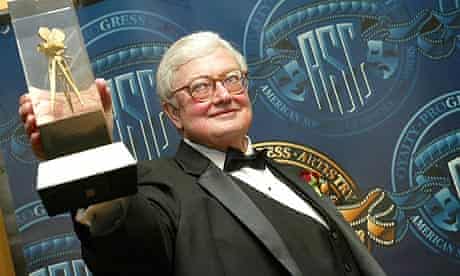 Roger Ebert with an award from the American Society of Cinematographers