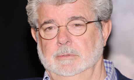George Lucas attends the premiere for Red Tails, his latest film.