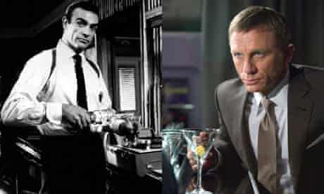 Sean Connery as James Bond in Dr No and Daniel Craig