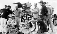 Moustapha Akkad, front right, shooting the only previous Muhammad biopic, The Message, released in 1