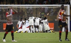 The Ghana squad celebrate reaching the semi-final of the Africa Cup of Nations