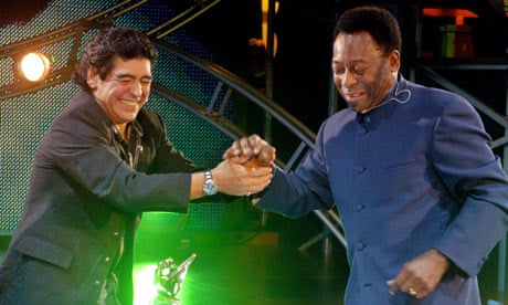 Diego Maradona and Pelé cast their differences aside for once on Maradona's TV show in 2005