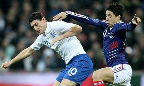 England's Gareth Barry struggled to get hold of the ball against France
