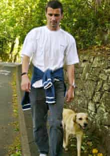 Roy Keane keeps busy by walking his dog Triggs.