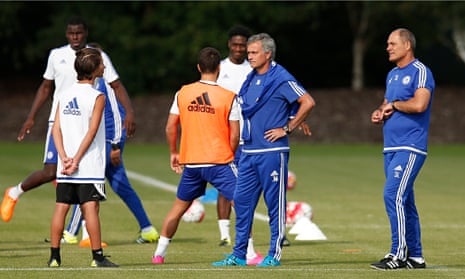 José Mourinho oversees Chelsea's training for the Community Shield match against Arsenal